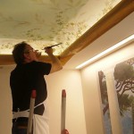 The Frescography wall decoration can be continued on rounded ceilings